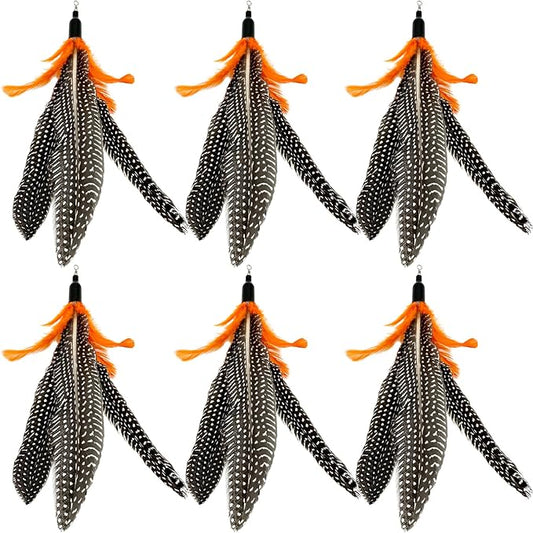 Cat Feather Toys Refills Cat Wand Replacement Feathers, 6 PCS Natural Da Bird Feather Refills, Cat Toy Wand Feathers for Indoor Cats
