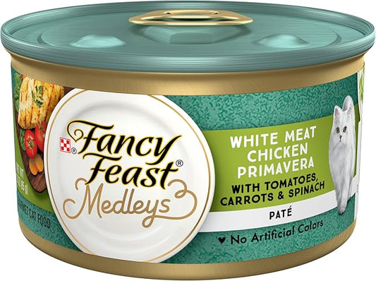 Purina Fancy Feast Pate Wet Cat Food, Medleys White Meat Chicken Primavera With Garden Veggies - (Pack of 24) 3 oz. Cans
