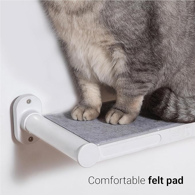 SVD.PET Cat Wall Shelves, 17" x 8" Cat Wall Furniture with Felt Pad, Simple and Modern Design Wal Mounted Cat Platforms, Easy to Install and to Clean, Cat Window Perch for Sleeping and Playing (White)