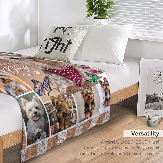 Yorkie Blanket Dog Yorkie Gifts for Girls Boys Woman Yorkshire Lover Throw Blankets Soft Blanket Warm Fleece Flannel Plush Blankets for Bed Sofa Couch 60"x80"