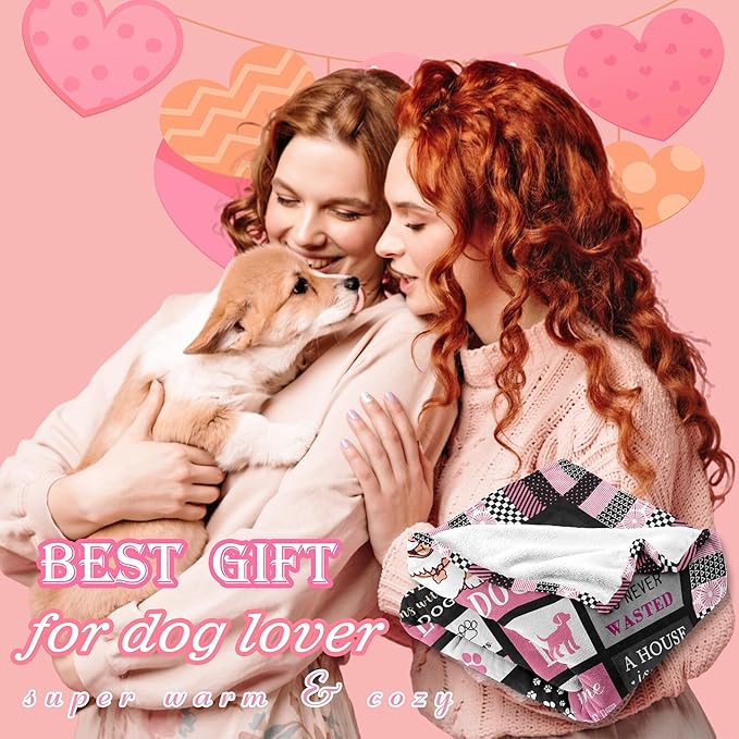 Dog Mom Gifts for Women, Dog Lovers Gifts, 100% Polyester Flannel Dog Themed Throw Blanket, 50"x60"