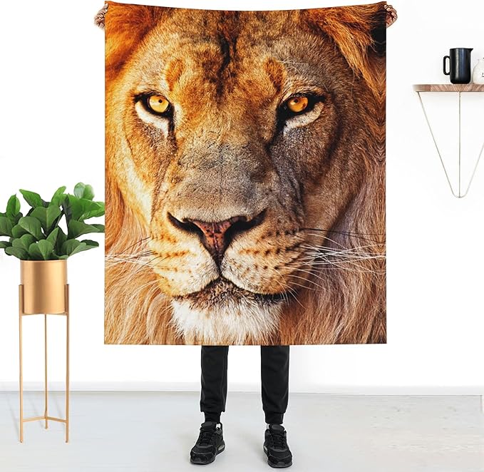 Lion Soft Throw Blanket Flannel Fleece Blankets Warm Cozy Lightweight Fuzzy Blanket for Bed Sofa Couch Home Decor 60"X50"