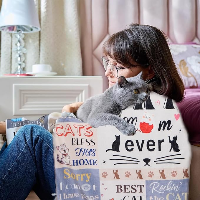 Cat Lover Gifts for Women, Cat Blanket for Women 50"X60", Cat Gifts for Cat Lovers, Gifts for Cat Lovers, Cat Mom Gifts for Women, Funny Cat Themed Gifts, Gifts for Mothers Day Christmas Thanksigiving