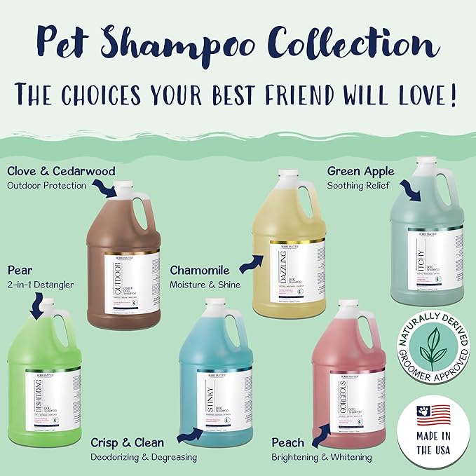 Bobbi Panter Dog Shampoo - Made in USA - All Natural Formula for Itch Relief & Soothing Skins, Concentrated 16:1 for Professional Groomers - Green Apple Scent, 1 Gallon (Case of 4)