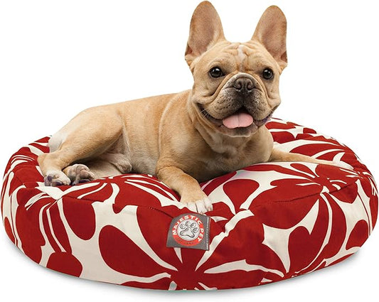 Red Plantation Small Round Indoor Outdoor Pet Dog Bed With Removable Washable Cover By Majestic Pet Products