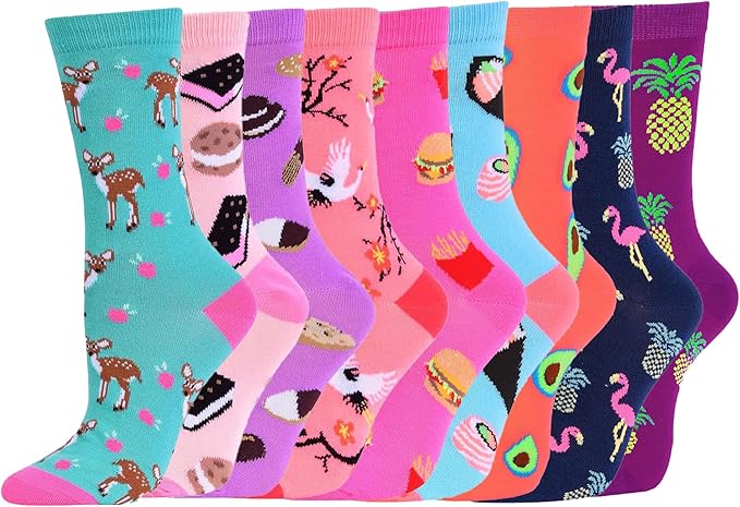 9 Pairs of Women's Socks Cute & Funny Animal Cotton Socks
