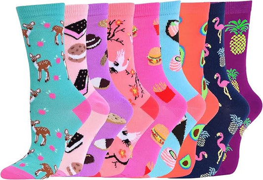9 Pairs of Women's Socks Cute & Funny Animal Cotton Socks