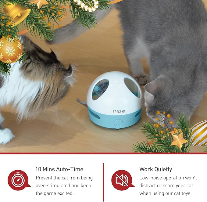 PETGEEK Interactive Cat Toy, Hide Mouse Cat Toy with Squeaky Mouse, Electronic Automatic Cat Toys with Catnip Filled Hidey Mouse, Best Gift for Birthday, Thanksgiving, Christmas, New Year