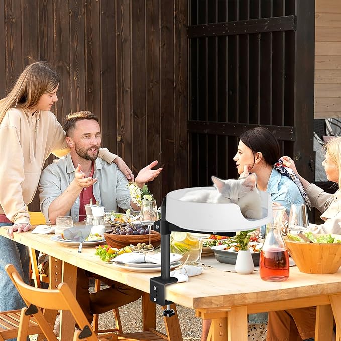 Cat Bed for Desk Elevated Cat House Over Desk Keeps Kitten Cat Close and Workspace Clear Cat Box with Pet Cushions (Straight Rod)
