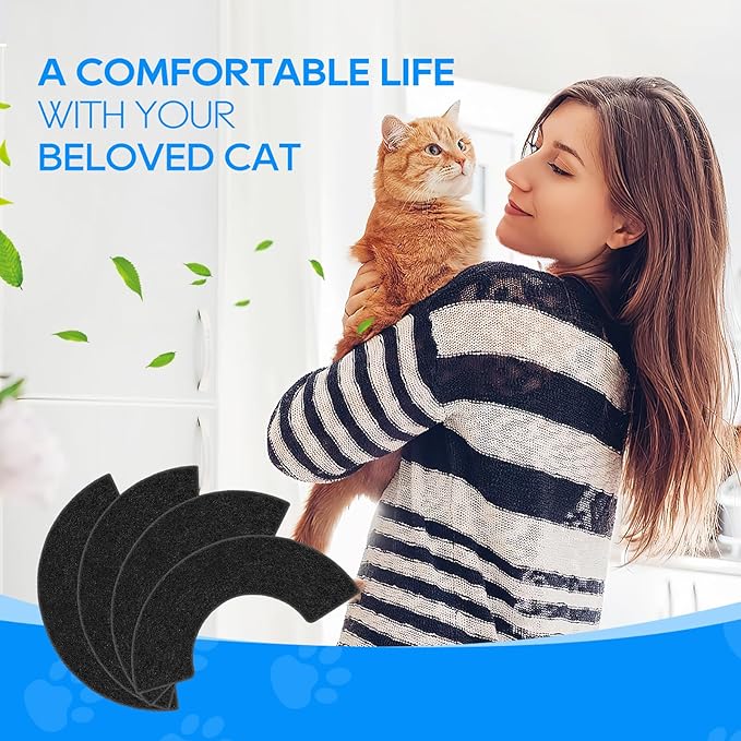 8-Pack Carbon Filters for Litter-Robot 4, Activated Carbon Litter Box Filter Compatible with Litter-Robot 4 Self Cleaning Cat Litter Box Filters Replacement Charcoal Accessories