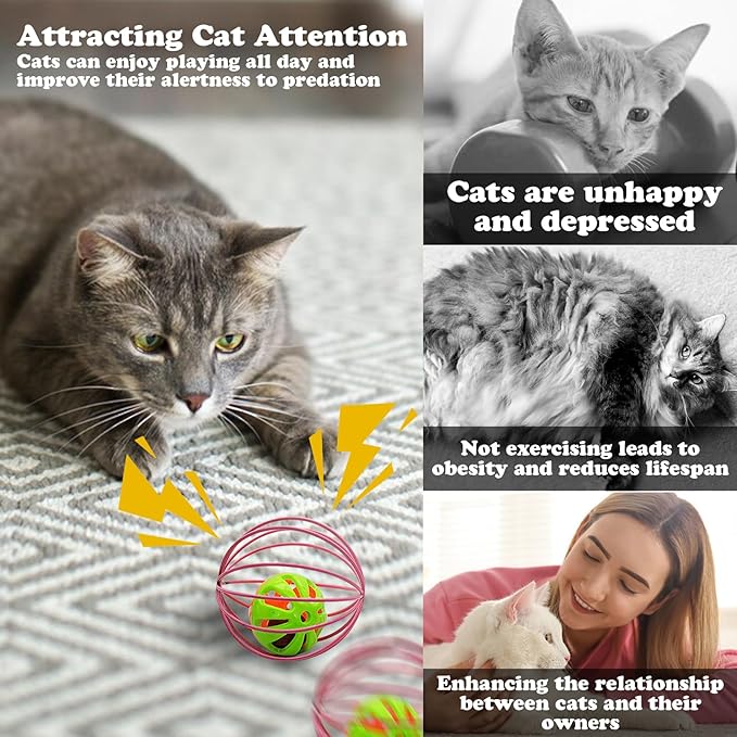 Andiker Cat Toy Ball,6pcs Cat Interactive Toy for Cats,Caged Mouse and Ball for Cats to Chase and Grab (Ball Toy)