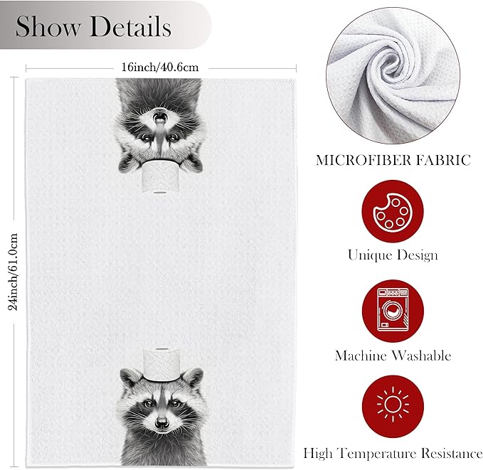 Raccoon Gifts: Decorative Hand Towels, Kids' Bathroom Decor, 16x24 Inch