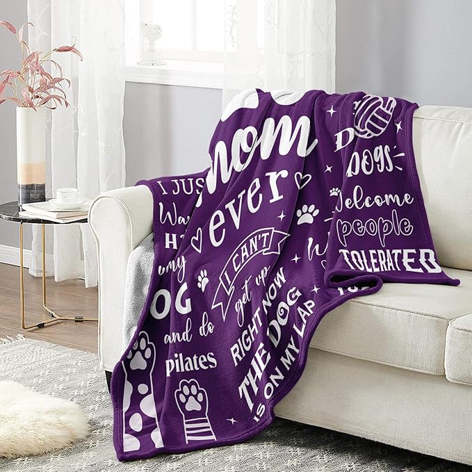 Mosslink Dog Mom Blanket 60"x50", Christmas Birthday Gifts for Dog Moms/Lover, Mothers Day Dog Gifts for Dog Lovers