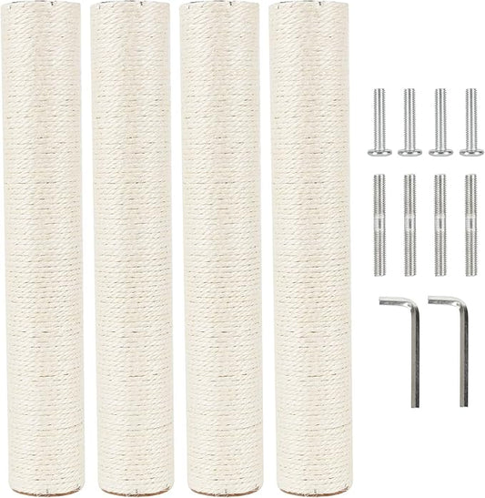 4 Pcs 2.9in 7.4cm Diameter Cat Tree Scratching Post Replacement Pole (M8, 17.7in/45cm)