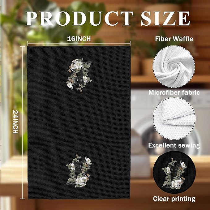 Black Cat Gifts Kitchen Dish Towels Hand Towels for Bathroom Kitchen Decor, Gifts for Cat Mom Lover and Women, 16x24 Inch(Black)