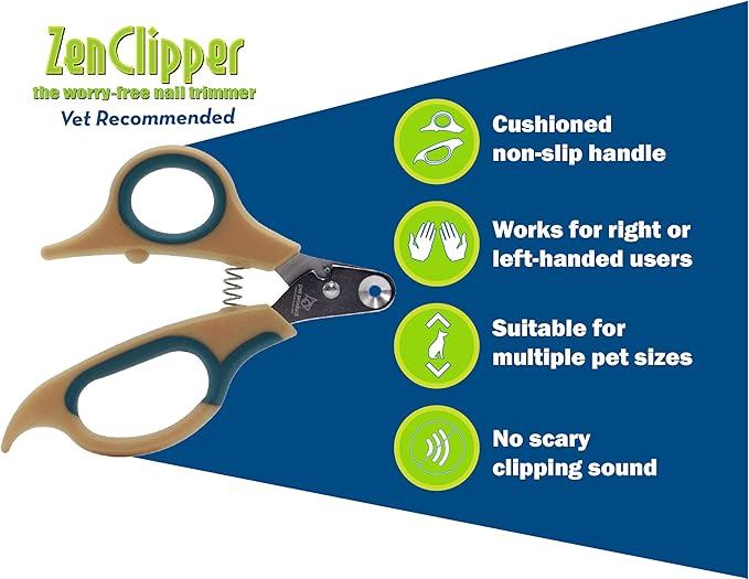 Zen Clipper Pet Nail Clipper for Dogs – Dog Nail Trimmer for Safer Pet Grooming Care - Clean, Quiet, and Easy-to-Use Stainless Steel Claw Trimmer - (3.5mm Hole)