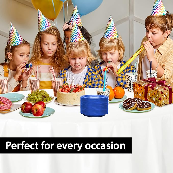 Blue Plastic Plates 7 Inch - 600 count Solid Round Party For Weddings, BBQs, Birthday Disposable Dessert (82270 (case))