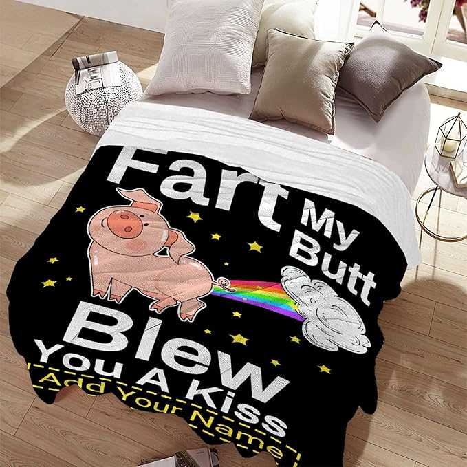 Custom Funny Pig Blanket Gift for Men Women, 40x50 Inches Soft Flannel Cozy Throws Blankets Funny Gift Idea for Adult Teen Kids Girls Boys Animals Pattern for Birthday Christmas Bed Sofa Couch