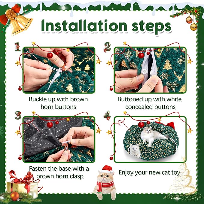 Cat Tunnel Bed,Collapsible Cat Donut Tunnel,Circle Foldable Peekaboo Cat Cave,Enrichment Cat Tube for Indoor Cats,Puppy and Pet