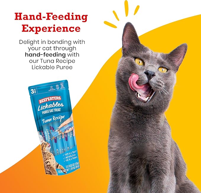 Beefeaters Cat Treats - Tuna Recipe Lickable Puree 1.59oz Case of 12 | Real Cat Food Tuna Treat | No Corn/Soy/Wheat, Sugar-Free | Training Treats