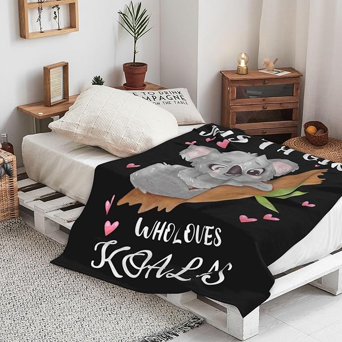 Koala Blanket Ultra Soft Flannel Throw Blanket Just a Girl Who Loves Koalas Blankets for Kids Adults Women Gifts 50"X 40"