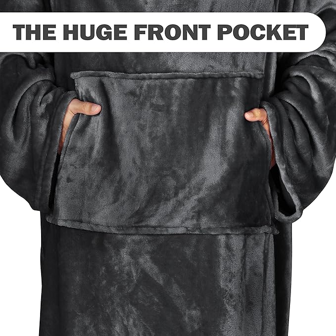 Solaris Travel Wearable Blanket with Sleeves, 2 in 1 Packable Airplane Pillow Blanket for Adult Women Men, Soft Cozy Warm Snuggy Body Blanket for Outdoor Indoor Home Lounge, Black