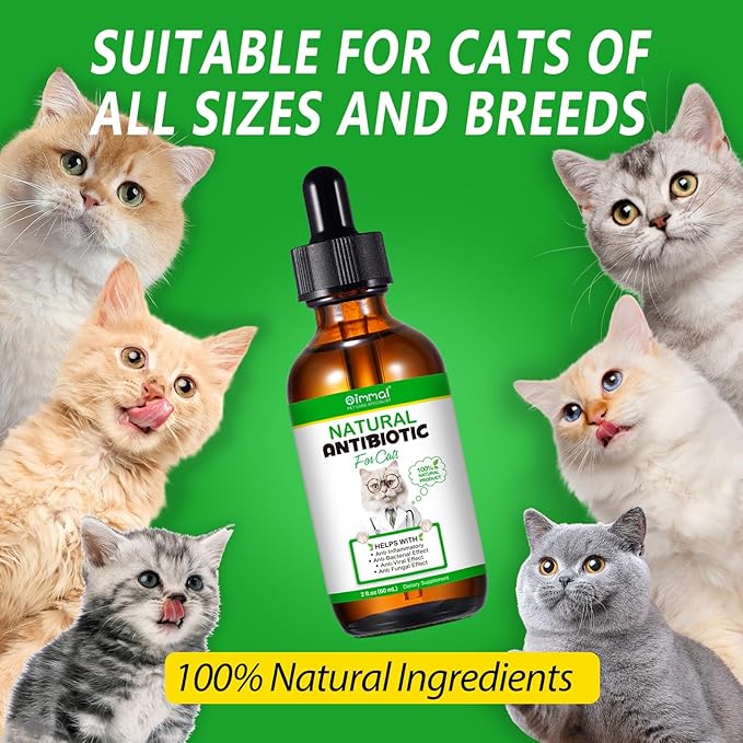 2 Pack Antibiotics for Cats, Premium Cat Antibiotics Supplemen, Natural Antibiotic for Cats, Pet Supplements, Cat Antibiotics Supports Immune & Cats Allergy Relief, Cats Multivitamin