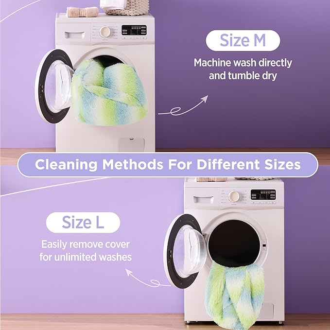 Lesure Cute Cat Couch Bed - Furry Indoor Cat Sofa Large, Washable Calming Small Dog Beds for Puppy with Fashion Design, 26x21x9inches, Green Stripe