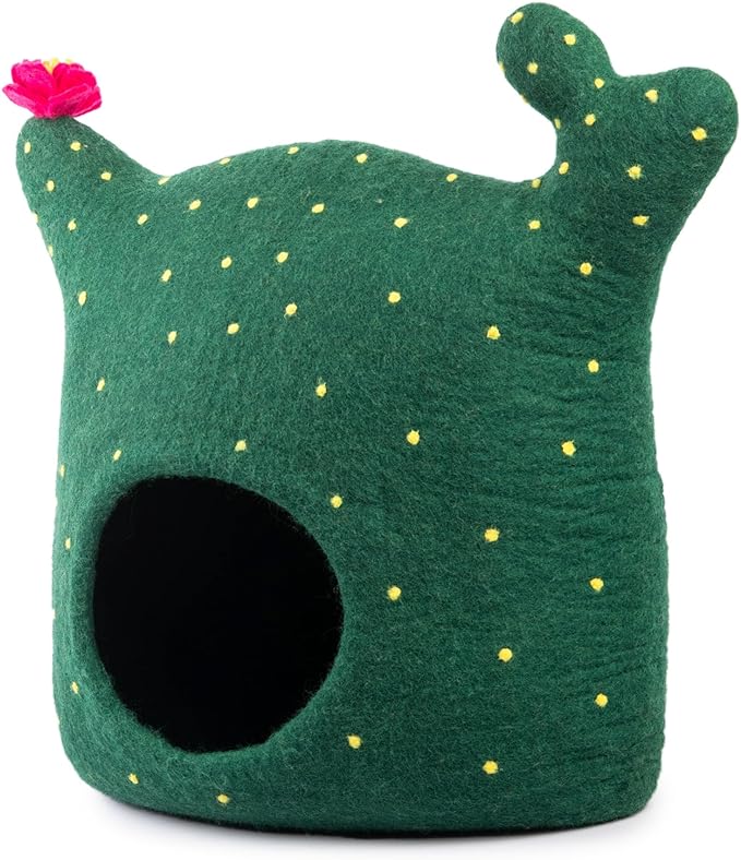 Luxurious Eco-Friendly Merino Wool Cat Cave Bed Sloth - Foldable Hideaway Pod for Indoor Cats - Premium Felt Kitten Beds - Covered Cat House for Ultimate Cozy Comfort by Woolygon