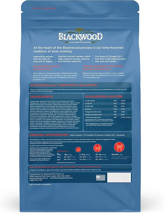 Blackwood Special Diet Cat Food, Grain Free, Chicken Meal & Field Pea Recipe 6 Kg, 1 Count