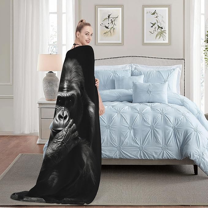 Chimpanzees Animal Soft Throw Blanket Flannel Fleece Blankets Warm Cozy Lightweight Fuzzy Blanket for Bed Sofa Couch Home Decor 80"X60"
