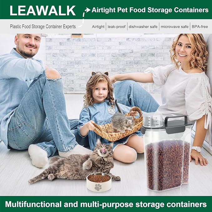 Airtight Cat Food Storage Container 5-7 lbs,Dog Food Storage Container with Large Spout,Buckle-Lock Pet Food Container for Dog, Cat, Bird Seed - Dog Treat Container Dry Food Storage Bin.