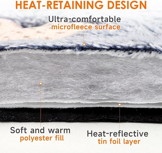 Paw Legend Self Warming Cat Bed Mat (25.6" x 19.7") Self Heating Cat Dog Pad Ultra Soft Extra Warm Thermal Indoor Outdoor Sleeping Washable Non-Slip Bottom Dog Heating Pad