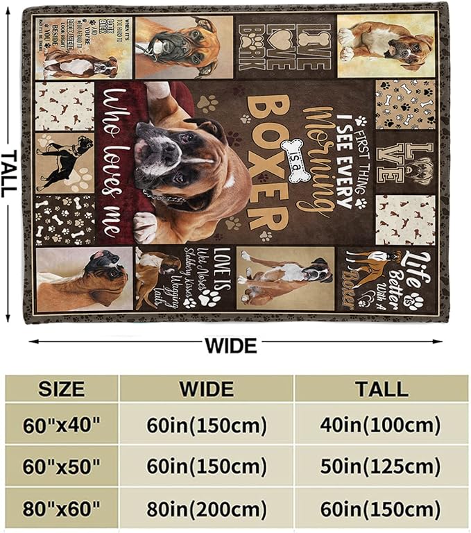 Tupmnbry Boxer Dog Blanket Cute Puppy Throw Blanket Super Soft Flannel Throw Blanket Lightweight Fluffy Plush Fuzzy Bed Blanket for Cute Pet 50"X60"