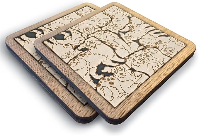 02 Australian Shepherd Dog Coaster - Australian Shepherd Dog Puzzle Wooden Coaster Set - Interlocking Jigsaw Drink Mats with Laser-Cut Design for Australian Shepherd Lovers