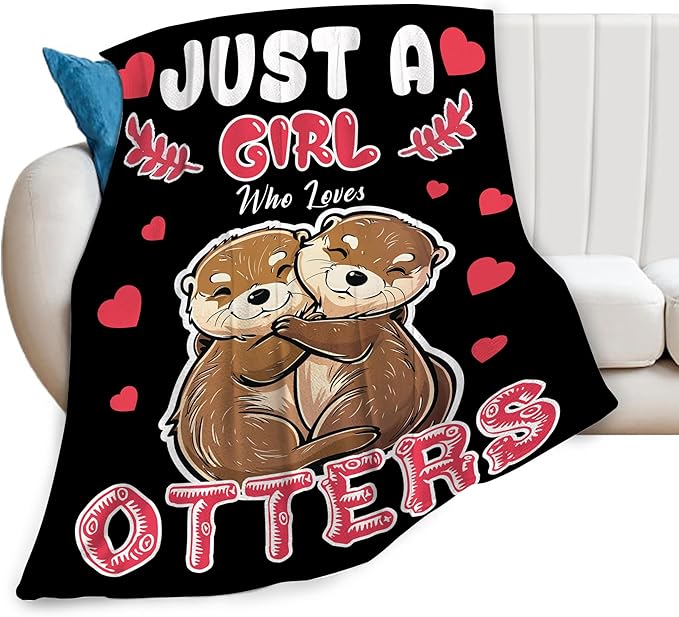 Otters Blanket Cute Otters Throw Blanket Just A Girls Who Loves Otters Decor Stuff Merch Cozy Print Flannel Fleece Soft Plush Fuzzy Warm Lightweight Bedding Otters Gifts for Women Teenager 50"X40"