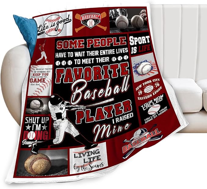 Baseball Blanket Sport Baseball Gifts for Girls Boys Woman Kids Baseball Lover Throw Blankets Soft Blanket Warm Fleece Flannel Plush Blankets for Bed Sofa Couch 40"x50"