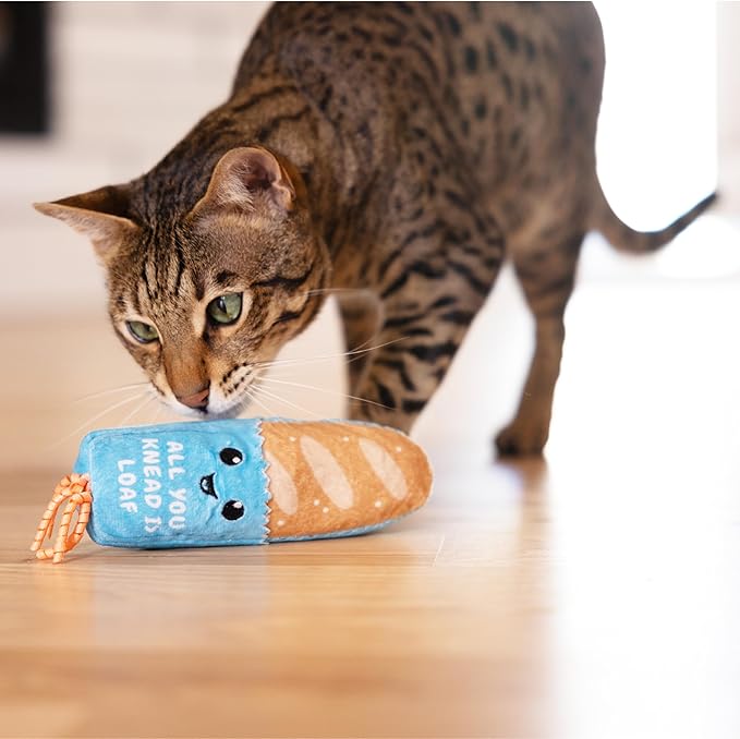 Catstages Loaf Kicker Catnip Toy and Dental Toy for Cats Bread Themed Funny Catnip Stuffed Kicker Toy, Tan
