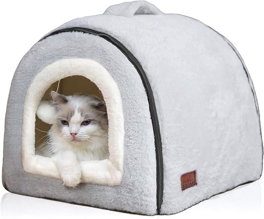 Cat Bed for Indoor Cats，Foldable cat cave，Anti-Slip & Water-Resistant Bottom，cat Houses for Indoor Cats or Small Dogs, Kitten Tent, Rabbit Bed，Large cat beds & Furniture
