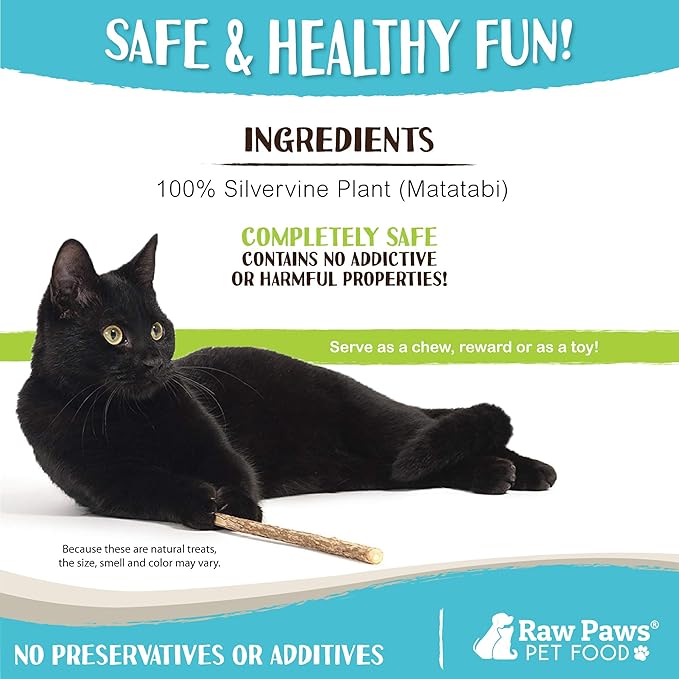 Raw Paws Silvervine Sticks for Cats, 30 (Pack) - Silvervine Cat Toy for Indoor Cats, Catnip Sticks, Matatabi Cat Chew Stick, Silvervine for Cats, Silver Vine Sticks Cats Kicker Toy, Cat Toy Silvervine