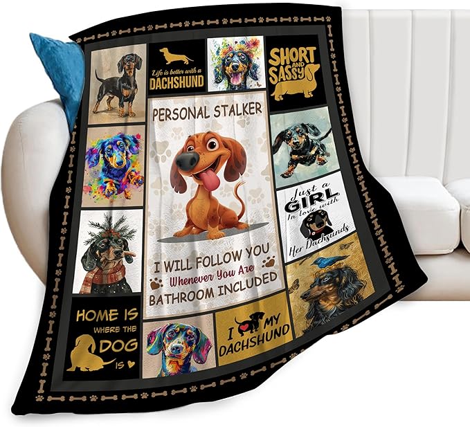 Dachshund Dog Blanket Cute Dachshund Decor Throw Blanket Super Warm Soft Plush Lightweight Fleece Flannel Blanket Gifts for Dog Lovers Girls Boys Women Men Adults for Winter Couch 40"X50"