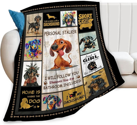 Dachshund Dog Blanket Cute Dachshund Decor Throw Blanket Super Warm Soft Plush Lightweight Fleece Flannel Blanket Gifts for Dog Lovers Girls Boys Women Men Adults for Winter Couch 40"X50"