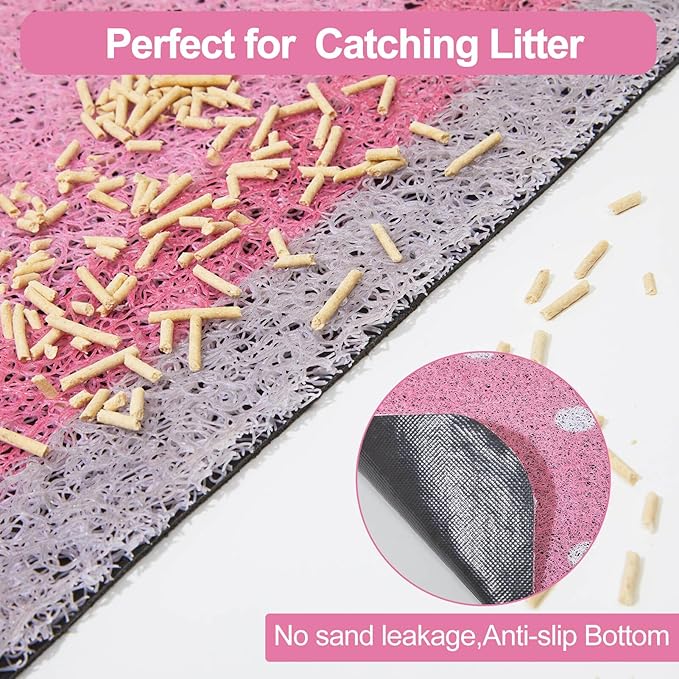 Bienbee Cat Litter Mat, 33.5x22.5in Cat Litter Mat Litter Trapping Mat Easy to Clean, Litter Box Mat with Bottom, Unique Graphic Design Cat Mats for Litter, Strawberry L