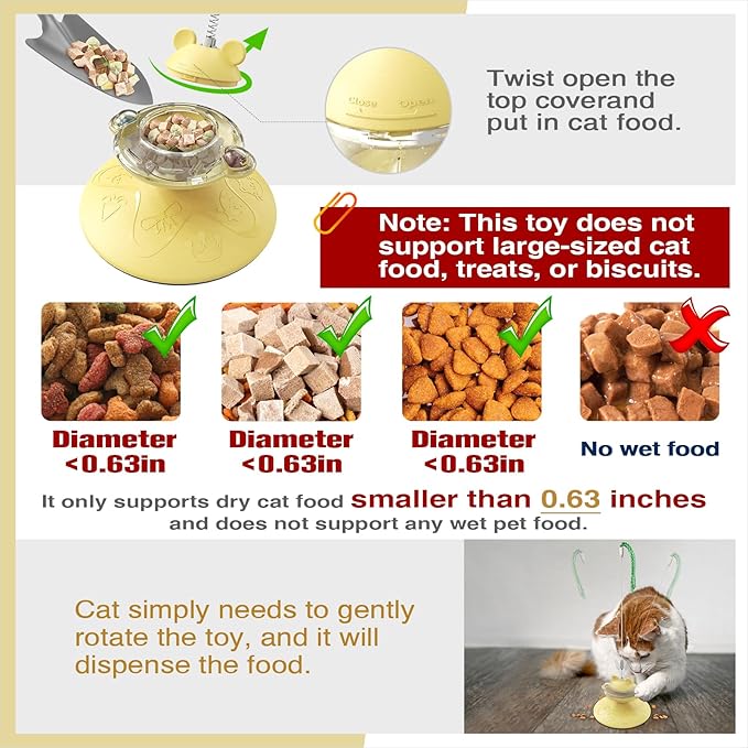 Cat Interactive Toys for Indoor Cats Kitten Wand Toy Weight Loss Kitty Funny Game Slow Food Dispenser Feeder Treat Dispensing Feeding Pet Supplies Birthday Gift