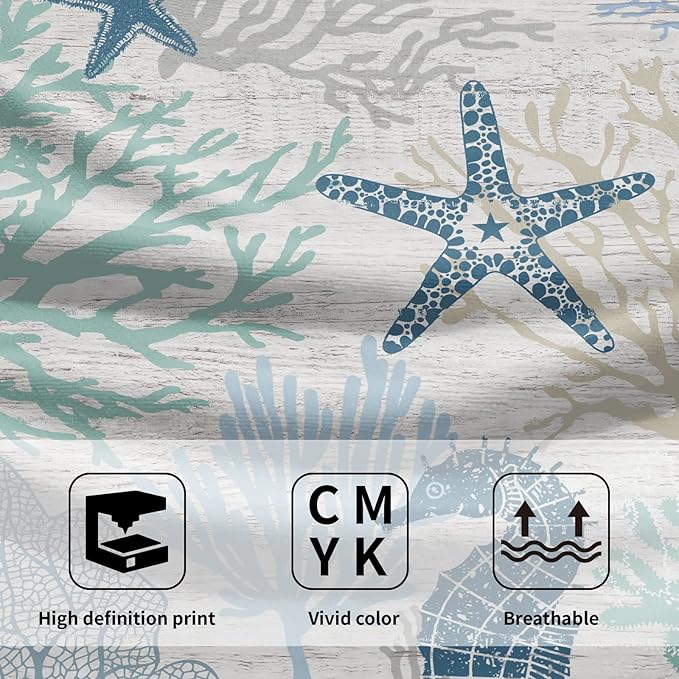 Blue Coral Hand Towels Set of 2 Sea Horse Decorative Bathroom Towels Super Soft Absorbent Towels for Yoga Gym Spa Kitchen 28x14 Inch