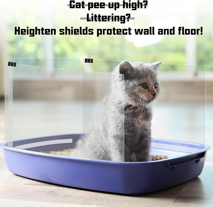 3 Pack Cat Litter Box Pee Shields,Easy Clean Anti-Splashing Kitty Litter Box Enclosure, Litter Pan Pee Shields, Keep Mess Litter Box Urine Splash Guard (S)