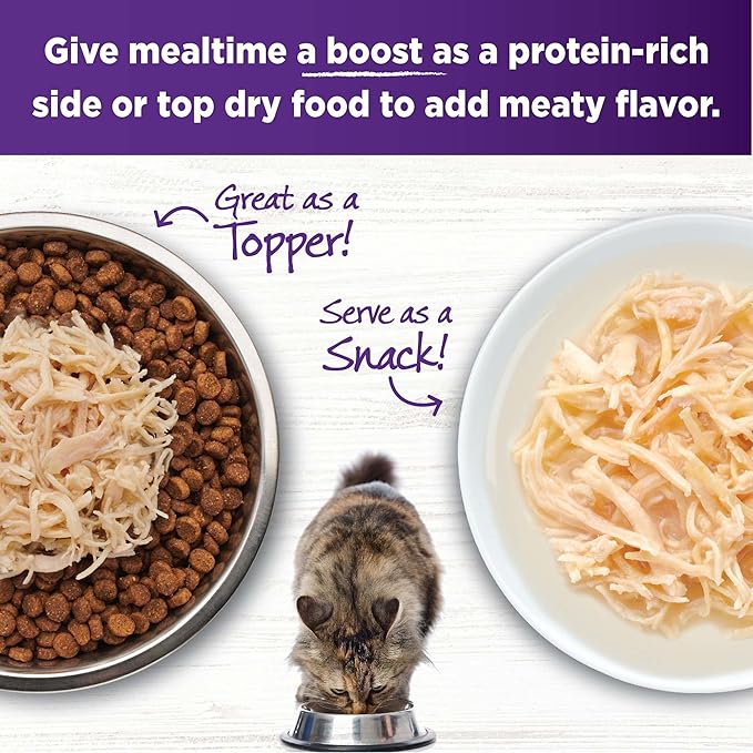 Wellness Bowl Boosters Grain Free Wet Cat Food Topper, Shredded Chicken Recipe in Broth, 1.75 Ounce Pouches (Pack of 12)