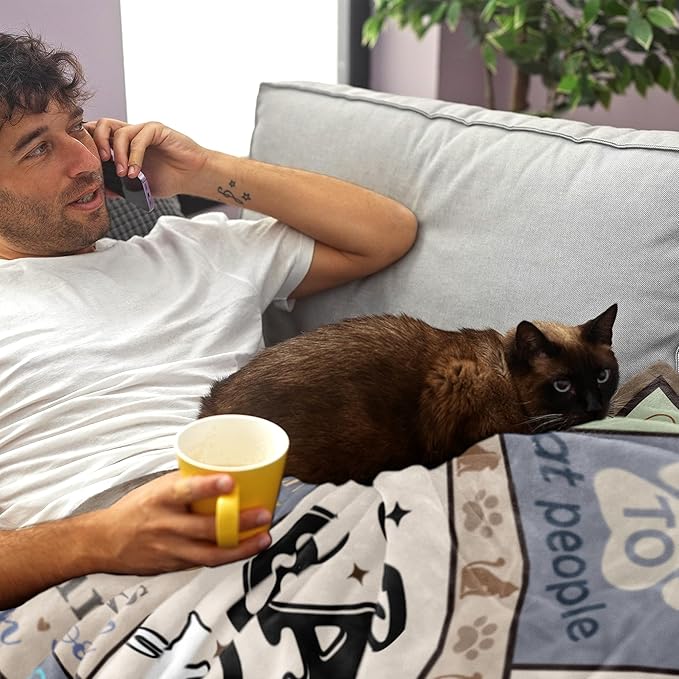 XALAZY Cat Dad Gifts for Men Blanket 50" X 60", Cat Dad Gifts for Dog Lovers& Owners, Best Cat Blanket Throw