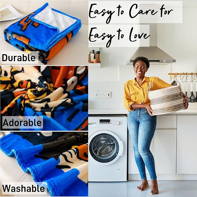 2025 Best Gift Cat Original Designer Throw Blanket, Warm Soft Cute Cat Lover Gifts for Women, Cat Mom Gifts for Cat Lovers, Funny Cat Themed Gifts Blanket for Kids, Birthday Christmas, Blue