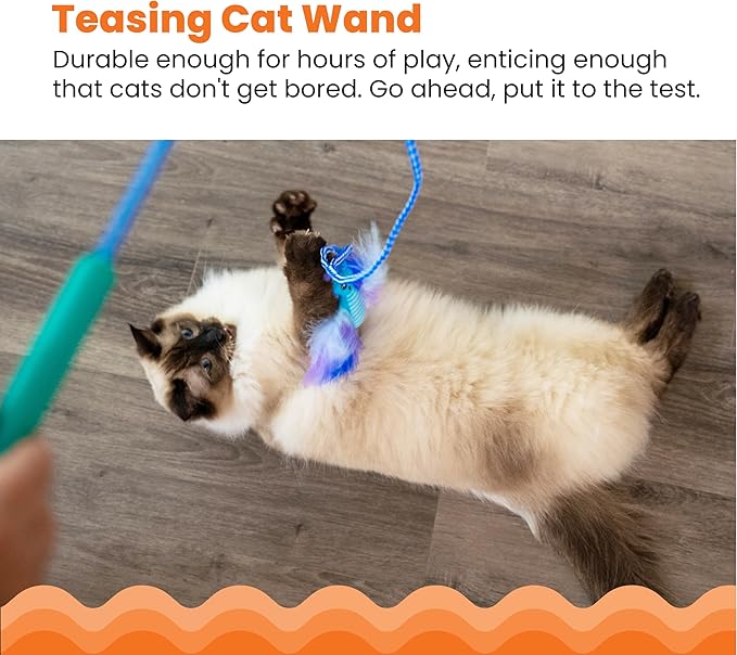 Catstages Tail Teaser Air Prey Play Wand with Catnip Toy Attachments Interactive Cat Wand